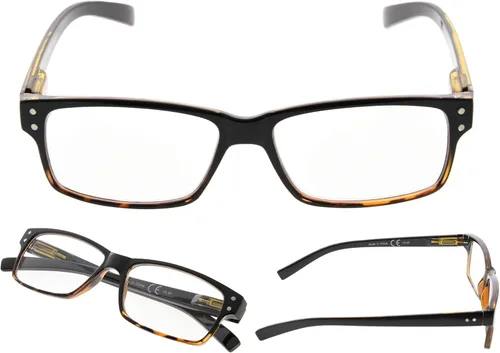 Miniatura 3 de Gafas de lectura, paquete de 5 bisagras de resorte para mujeres y hombres, incluye 3 negras 2 tortugas +0.00