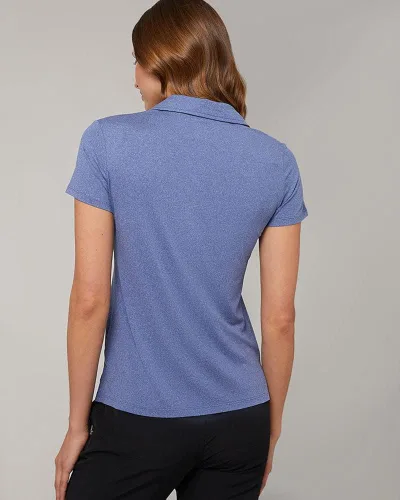 Miniatura 4 de 32 DEGREES Polo ajustado para mujer, absorbe la humedad, elástico en 4 direcciones, ajuste de forma, golf, tenis