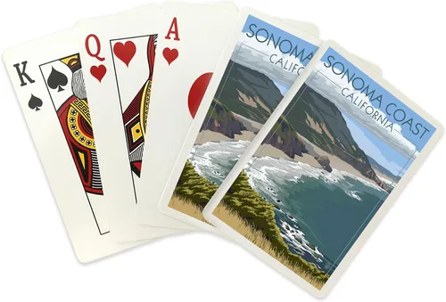 Miniatura 2 de Lantern Press Sonoma Coast, California, Coast Scene (52 cartas de juego, baraja de cartas de tamaño póquer con comodines)