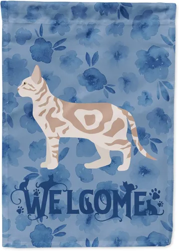 Miniatura 99 de Caroline's Treasures CK4813CHF - Bandera de bienvenida con gato abisinio azul, manga grande, para porche, para colgar en la pared, poliéster