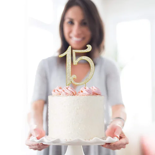 Miniatura 3 de Decoración para pastel 30 con strass de cristales premium. Monograma de número treinta, para cumpleaños o aniversario número 30