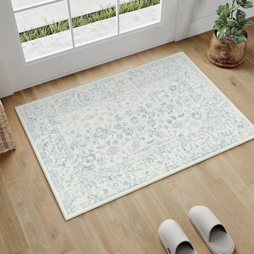 Miniatura 37 de PureCozy Alfombra de área beige de 2 x 3 pulgadas, lavable, vintage, pequeña, para entrada, cocina, suave, retro, floral, de pelo bajo, tapete