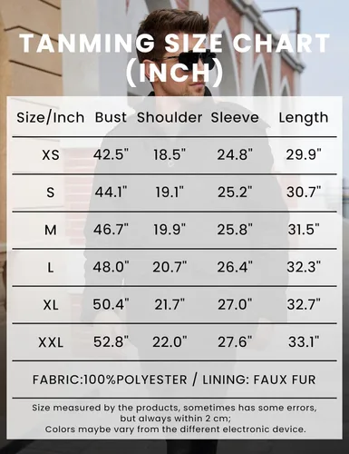 Miniatura 6 de Tanming - Abrigo de invierno para hombre con forro de piel sintética y capucha desmontable