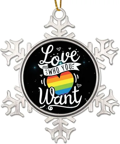 Miniatura 11 de Mama Bear Always and Forever - Adornos de Navidad LGBT para niños, regalo del mes del orgullo, orgullo lesbiano, recuerdo de Navidad, copos de nieve