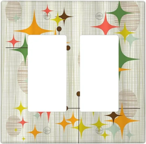 Miniatura 155 de Cubiertas Decorativas para Placas de Interruptor Abstracto Moderno de Mediados de Siglo Arco Boho Sol Dorado Hoja 1 Gang Placa de Pared Cubierta