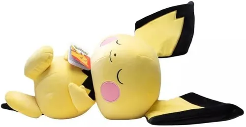 Pokemon Pichu de peluche de 18 pulgadas - Cuddly- Imprescindible para los fanáticos de Pokémon - Peluche para viajes, paseos en coche, PKW2528,
