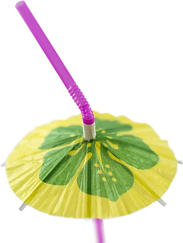 Miniatura 5 de Super Z Outlet Pajitas tropicales hawaianas para playa, decoración de fiesta Luau para cócteles y bebidas, paquete de 48