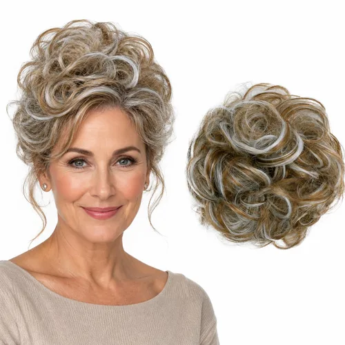 Miniatura 28 de CAISHA by Prettyshop Hairpiece Scrunchy Updo Bridal Peinado Voluminoso Ondulado Moño Desordenado Mezcla Rubio G13AL