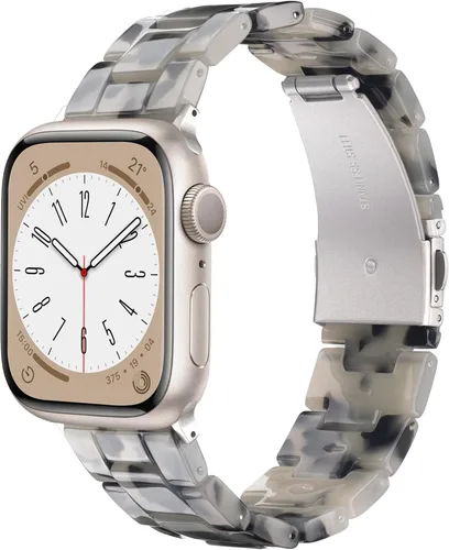 Miniatura 14 de V.R.HOPE Correa de Resina para Reloj Compatible con Apple Watch para Mujeres 38mm 40mm 41mm 42mm Oro Rosa Ligero Pulsera de Pulsera para iWatch Beige