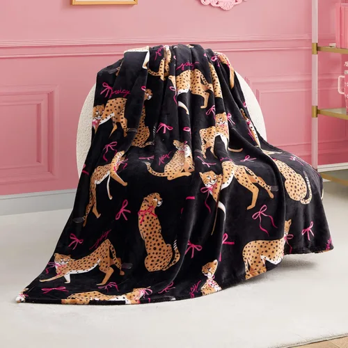 Miniatura 14 de Juicy Couture Berry Happy - Manta de felpa de 50 x 70 pulgadas, color rosa, mantas decorativas para sofás, mantas para sillas y camas