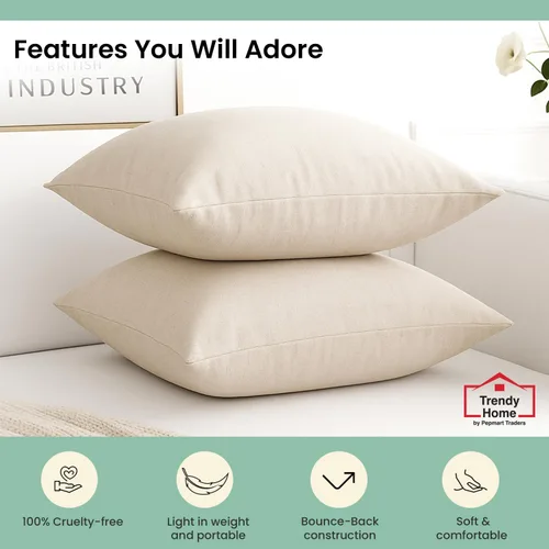 Miniatura 8 de Trendy Home - Juego de 4 cojines de 16 x 16 pulgadas de algodón 100 % natural (juego de 4), para cama y sofá, hipoalergénico, relleno de almohada