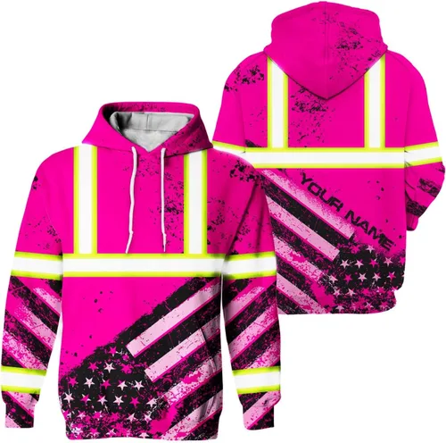 Sudadera con capucha de alta visibilidad con la bandera de Estados Unidos para hombre, sudadera con capucha reflectante de seguridad para Color -