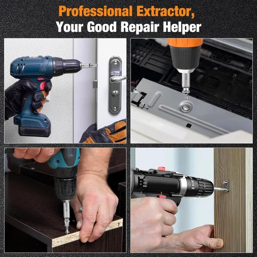 Miniatura 7 de Nuovoware Juego de Extractor de Tornillos Dañados, 6 Piezas Easy Out Herramientas de Broca para Tornillos Pelados, Tuercas y Pernos, Kit Extractor