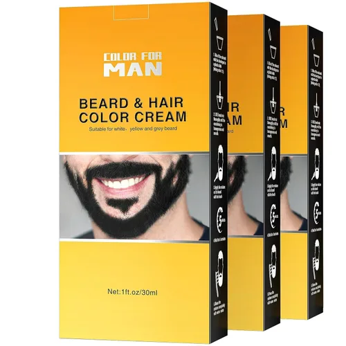 Tinte para barba para hombres, colorante de barba para hombres, tinte negro para bigote y barba para hombres, 3 piezas de tinte de barba para hombre