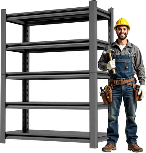 Estantería de garaje resistente, estantes de almacenamiento de 5 niveles de 72 pulgadas de alto x 48 pulgadas de ancho x 24 pulgadas de profundidad,