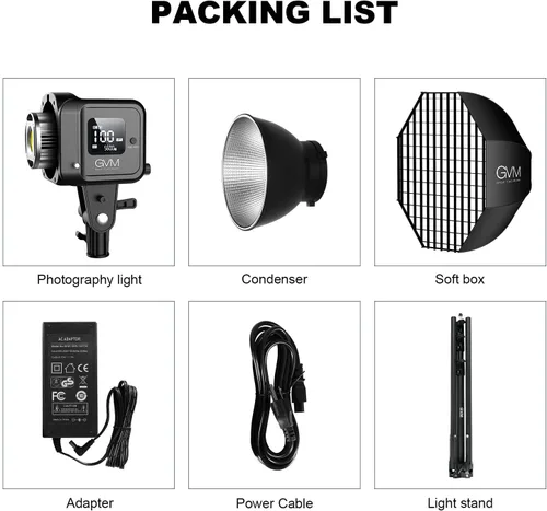 Miniatura 9 de GVM SD80S - Kit de luz de video COB de 80 W, iluminación continua de 5600 K para fotografía con montaje Bowens Softbox y soporte, 8 efectos de kit