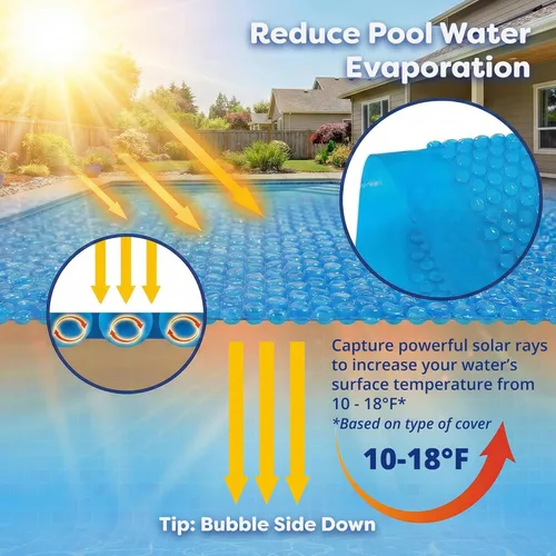 Miniatura 4 de In The Swim Cubierta solar redonda azul de 24 pies para piscina solar de 12 mil para calefacción solar sobre el suelo piscinas y piscinas enterradas