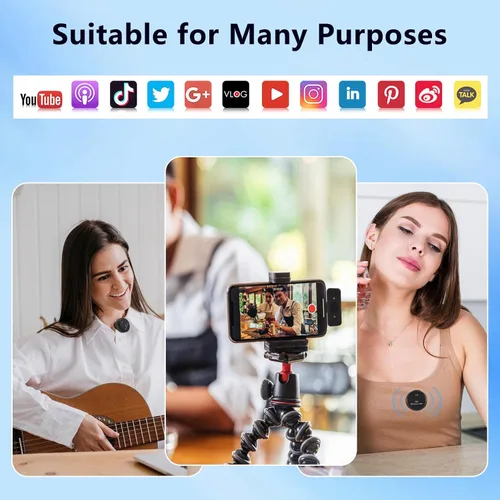 Miniatura 7 de Micrófono Lavalier personal inalámbrico de regalo con calcomanías culturales para iPhone 17/16/15/Android, cancelación de ruido, micrófono