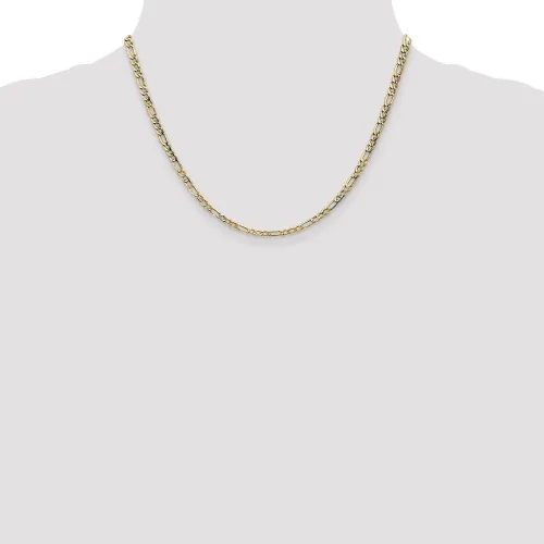 Miniatura 2 de Sonia Jewels Collar de cadena Figaro de oro amarillo de 14 quilates de 0.138 in, con cierre seguro de langosta, Metal