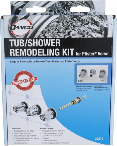 Miniatura 7 de Danco (39619) Kit de Remodelación/Reconstrucción de Grifo de Bañera y Ducha de 3 Manijas para Grifería Price Pfister Verve, Incluye Vástagos 12H-2H