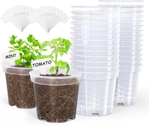 Miniatura 21 de homenote Macetas de vivero, paquete de 30, maceta de 3/4/5 pulgadas para plantar, macetas transparentes para plantas, plántulas de plástico