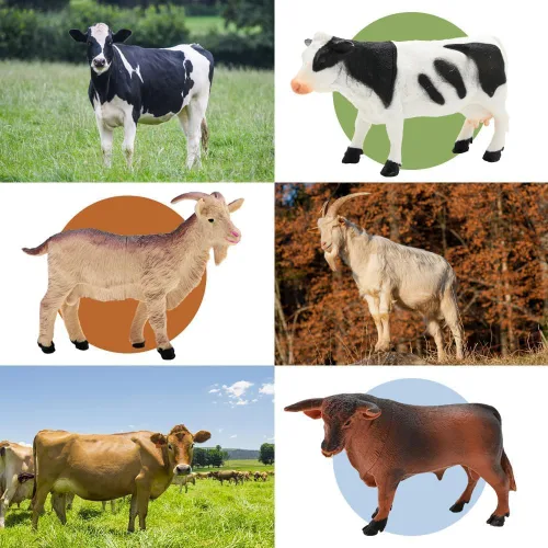 Miniatura 6 de BOLZRA Juguete de figuras de animales de granja, juego de 2 camiones de granja de plástico realista con remolque, caja de almacenamiento de valla