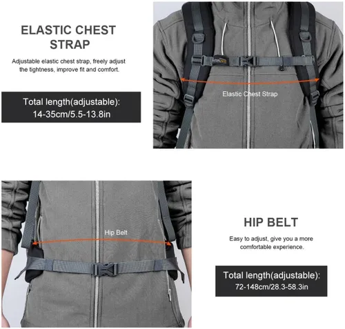 Miniatura 3 de Mochila de senderismo de 40 L de Mountaintop, mochila ligera de viaje para hombres y mujeres, mochila para acampar al aire libre y hacer senderismo