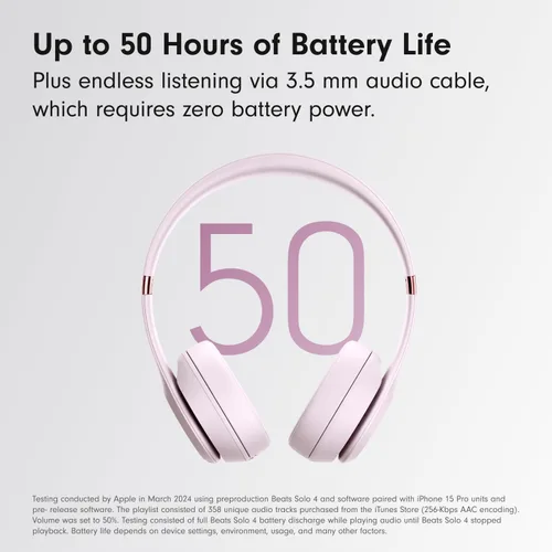 Miniatura 3 de Beats Solo 4 - Auriculares inalámbricos Bluetooth en la oreja, compatibles con Apple y Android, hasta 50 horas de duración de la batería, color rosa