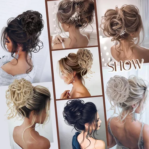 Miniatura 5 de Extensiones de moño grandes y desordenadas para mujer, onduladas, rizadas, extensiones de moño falso, extensiones de cola de caballo para recoger