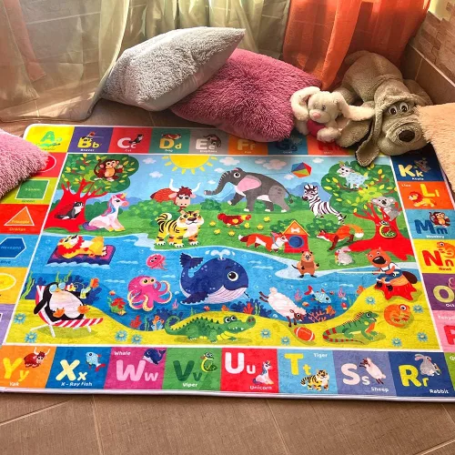 Miniatura 2 de QUOKKA Alfombra de juego para bebé para piso, alfombra ABC de superficie de felpa súper suave para niños pequeños y bebés, extra gruesa