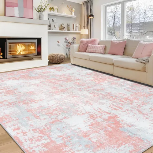 Miniatura 12 de Alfombra lavable de 4 x 6 pies para sala de estar, alfombra grande moderna para comedor y dormitorio, antideslizante, pelo bajo, 4 x 6 pulgadas
