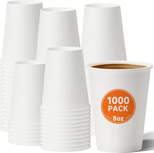 Miniatura 18 de METAPRINT 500 unidades de 12 onzas tazas de papel desechables para café, tazas de papel blancas para café caliente para cafeterías, bistrós, fiestas