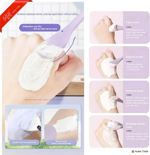 Miniatura 3 de Huare Technology - Aplicador de máscara facial de silicona, 3 unidades, pinceles para máscara facial para barro, arcilla, máscara mixta de carbón