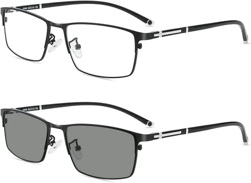 Miniatura 8 de Gafas de lectura de transición de metal para hombre, lentes fotocrómicas ultraligeras para presbicia, lupa Gary