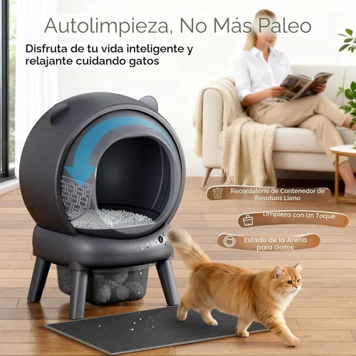 Miniatura 2 de Caja de arena automática, caja de arena autolimpiante con control de aplicación, gran capacidad para múltiples gatos, control de ruido y olor