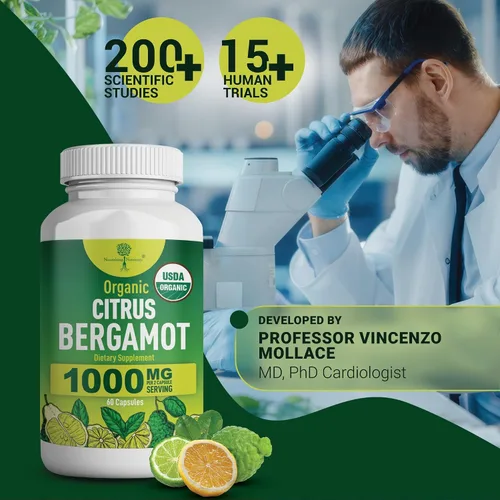 Miniatura 7 de Suplemento orgánico de bergamota cítrica – Solo USDA, cardiólogo formulado con más de 200 estudios científicos – 1000 mg – Extracto patentado
