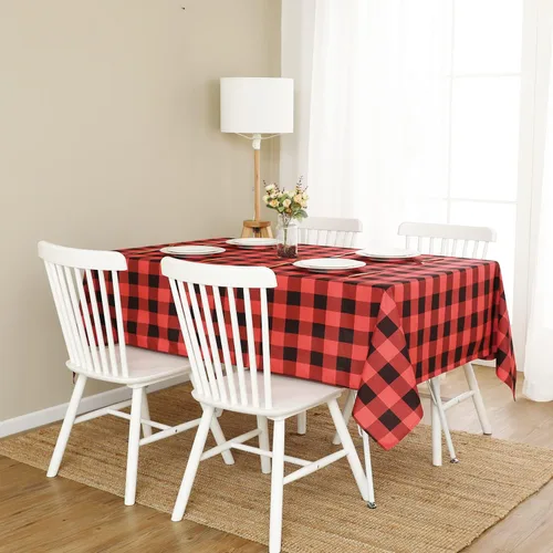 Miniatura 7 de Softalker - Mantel rectangular a cuadros, impermeable para exteriores, 54 x 120 pulgadas, mantel de búfalo a cuadros, resistente a las manchas