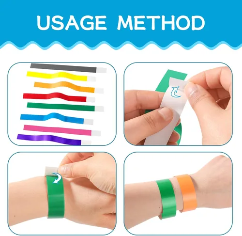 Miniatura 2 de LUYI 800 pulseras de colores para eventos, pulseras de papel, bandas impermeables para eventos, pulseras adhesivas personalizadas para fiestas