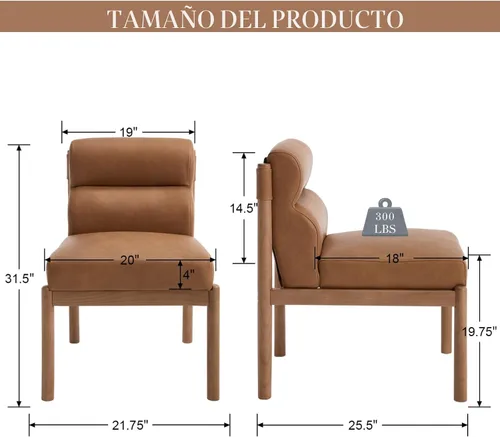Miniatura 2 de CIMOTA Juego de 6 sillas de comedor tapizadas modernas, de piel sintética, sillas laterales sin brazos Boucle con respaldo curvo/patas de madera