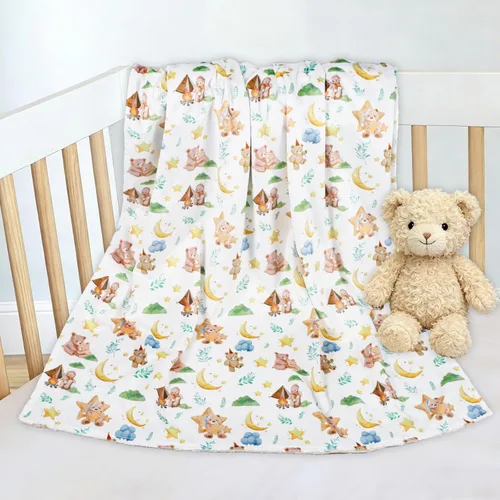 Miniatura 7 de Manta de bebé para niñas y niños, manta de visón súper suave de doble capa con respaldo de puntos, manta de cama de bebé recién nacido, manta
