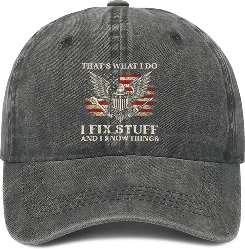 Miniatura 11 de I Fix Things Hat, I Fix Stuff and Know Things Sombrero para hombres, Thats What I Do I Fix Stuff Hat, Hat I Fix Stuff 8 (negro)