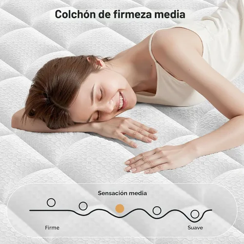Miniatura 6 de Colchón Queen de 12 pulgadas tamaño Queen en una caja con espuma viscoelástica y resortes individuales para aislamiento de movimiento, alivio