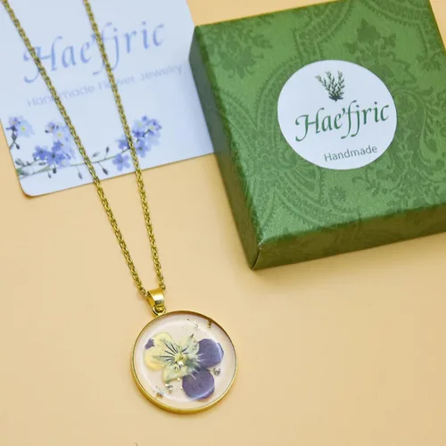 Miniatura 150 de Pressed Flower Necklace Gift for Women Personalized Handmade Necklaces Birth Flower Necklace