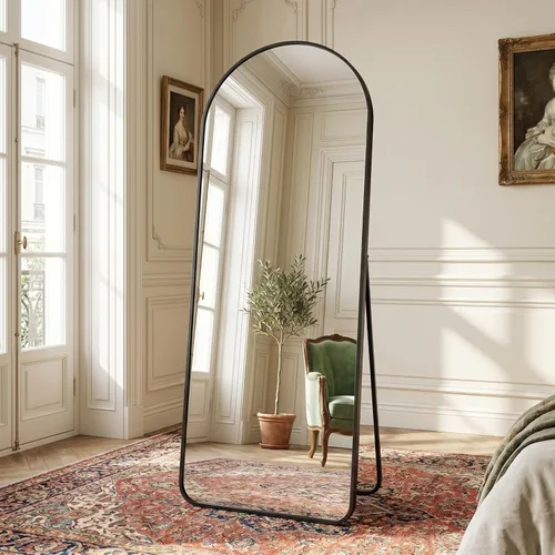 Miniatura 7 de HARRITPURE Espejo Arqueado de Cuerpo Entero - 64"x21" Espejo Grande de Pie, Espejos de Vestir con Marco de Aluminio con Soporte para Dormitorio/Sala