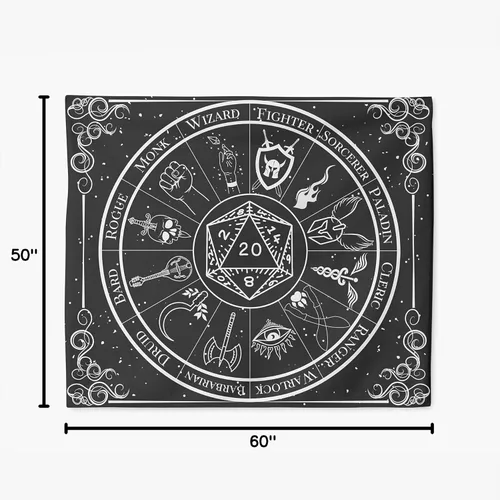 Miniatura 9 de POLYMORPH PRINTS Tapiz de pared de fantasía para interiores, DND 5e en blanco y negro de Calabozos y Dragones Clase Custom Zodiaco Astrología