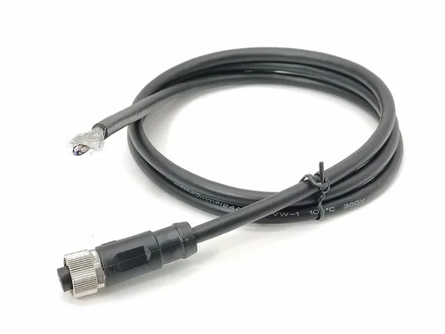 Miniatura 35 de Elecbee Cable M12 A-Code Conector recto de cabeza hembra individual Cable eléctrico de enchufe de aviación (cable de 12 pines 1M/3.3 pies)