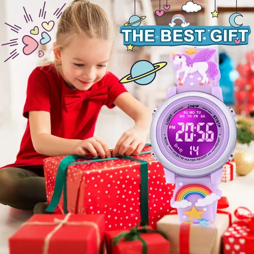 Miniatura 13 de Relojes impermeables de dibujos animados 3D para niñas con alarma, los mejores regalos de juguetes para niñas de 3 a 12 años