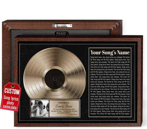 Miniatura 27 de H-DEWALL Regalos para marido de parte de la esposa, letras de canciones personalizadas con marco, discos de vinilo retro, decoración de pared