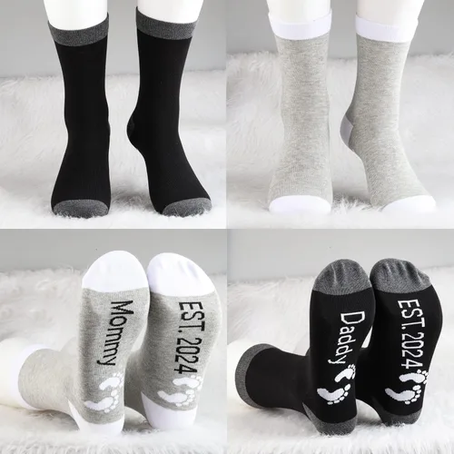 Miniatura 5 de MBMSO Regalos para nuevos padres, calcetines para mamá y papá, regalos de revelación de embarazo para padres por primera vez