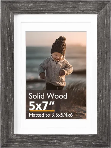 Miniatura 12 de KINLINK 3.5x5 Picture Frame, Ash Black Solid Wood Frame with Plexiglass for Table Top and Wall Mounting, Photo Frame for Horizontal or Vertical